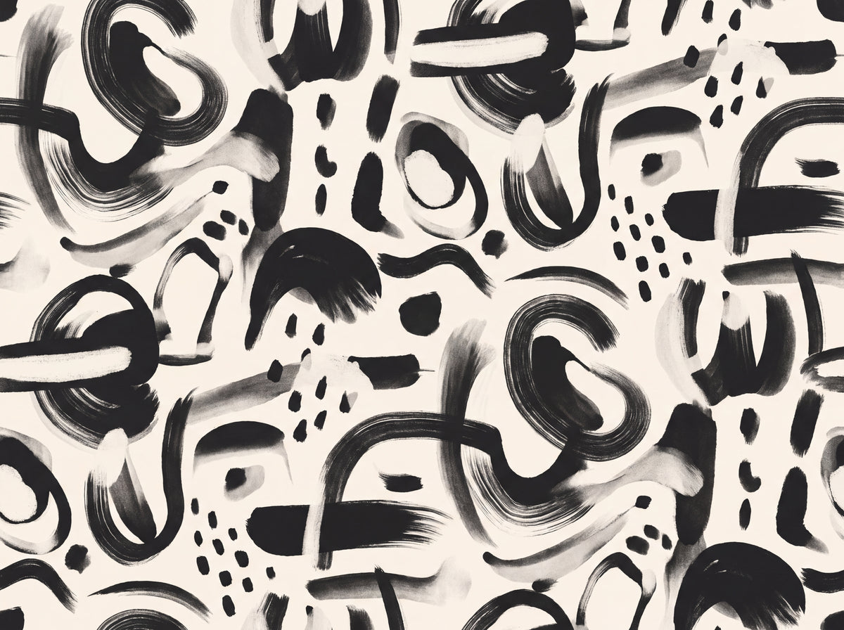 Black And White Brushstroke Abstract Mural design
