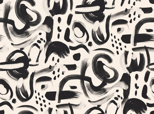 Black And White Brushstroke Abstract Mural sample on the real paper