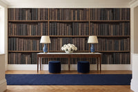 Charcoal Bookshelf Library Mural in an entryway