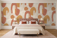 Terracotta Arch Abstract Mural in a bedroom