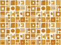Ochre Grid Geometric Mural