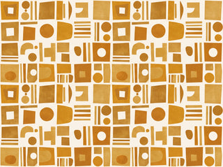 Ochre Grid Geometric Mural sample