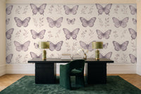 Lilac Butterfly Mural in a home office