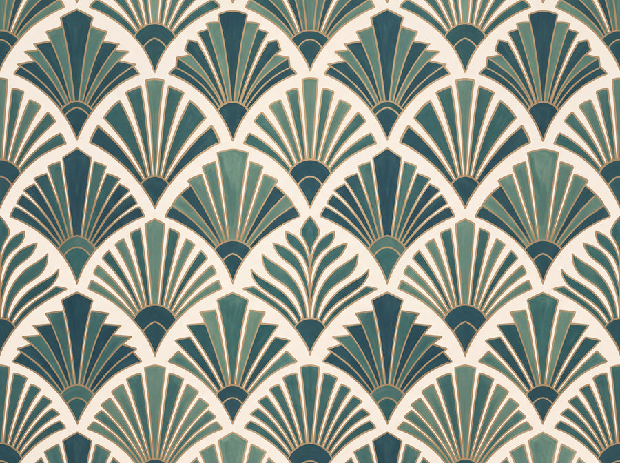 Teal Art Deco Mural