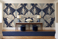 Navy Art Deco Mural in an entryway