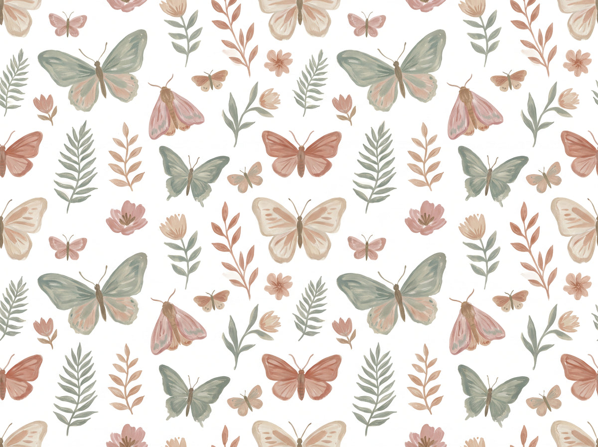 Green And Pink Butterfly Mural placed in your room