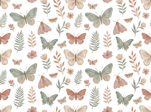 Green And Pink Butterfly Mural sample on the real paper