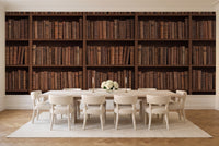 Clay Bookshelf Library Mural in a dining room
