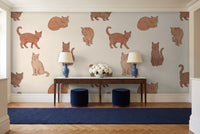 Clay Cat Animal Mural in an entryway