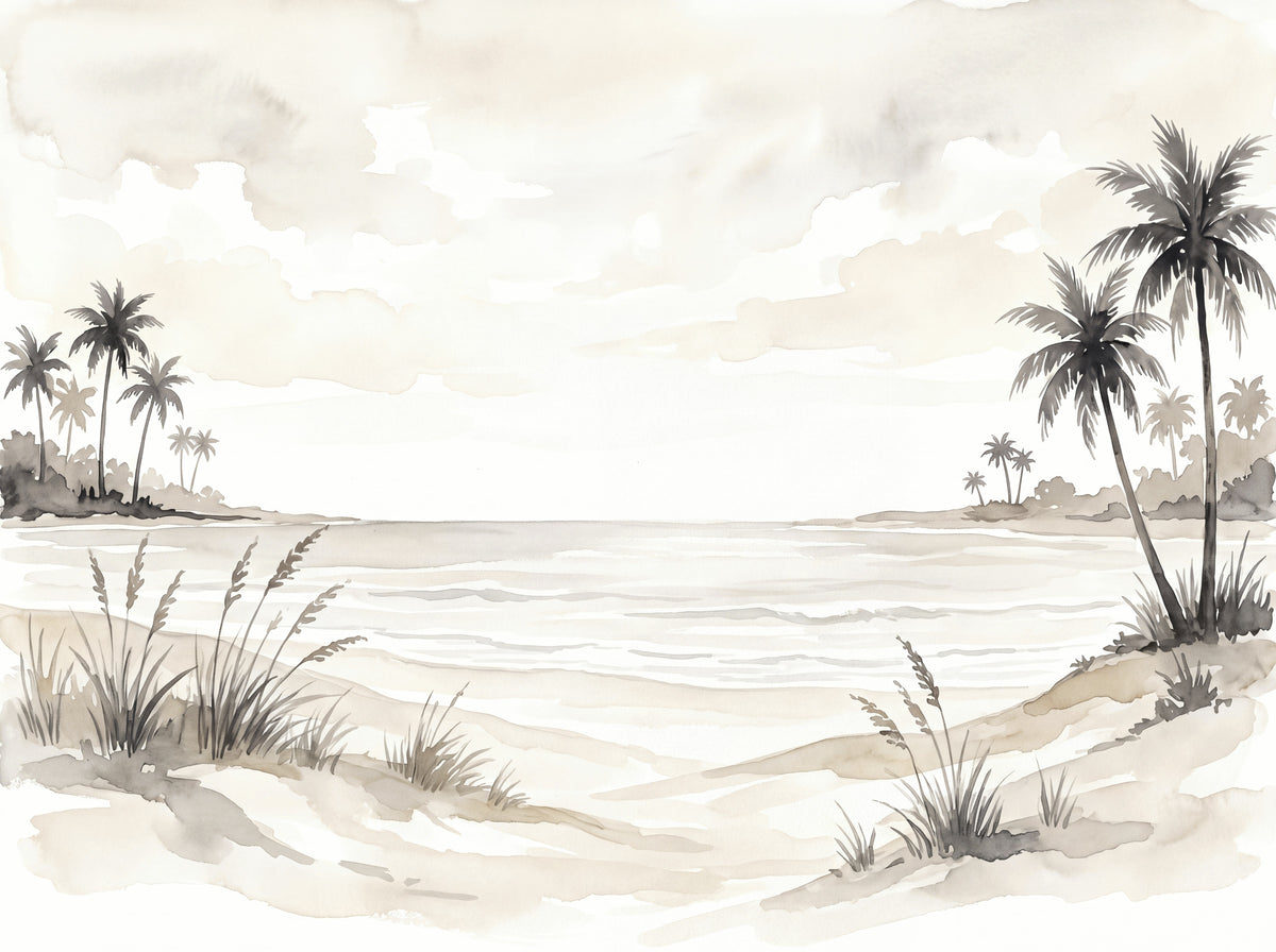 Cream Beach Landscape Mural design