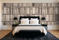 Cream Bookshelf Library Mural in a bedroom