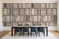 Cream Bookshelf Library Mural in a dining room