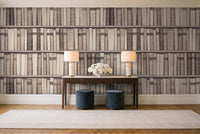 Cream Bookshelf Library Mural in an entryway