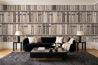 Cream Bookshelf Library Mural in a living room