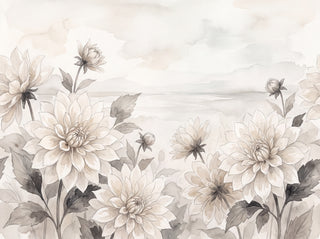 Cream Dahlia Floral Mural sample