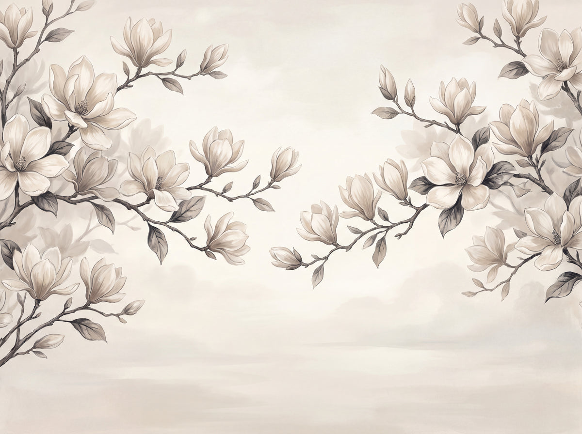 Cream Magnolia Floral Mural design