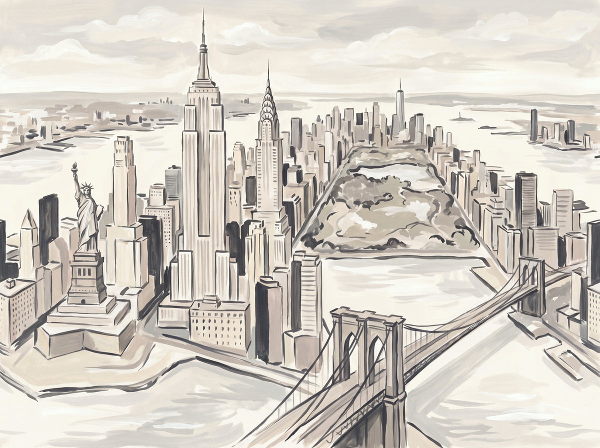 Cream New York Cityscape Mural design