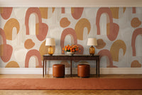 Terracotta Arch Abstract Mural in an entryway