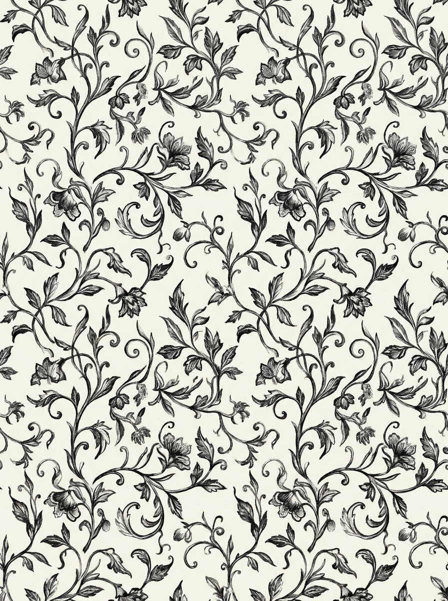Black-and-white Vine Botanical Mural design