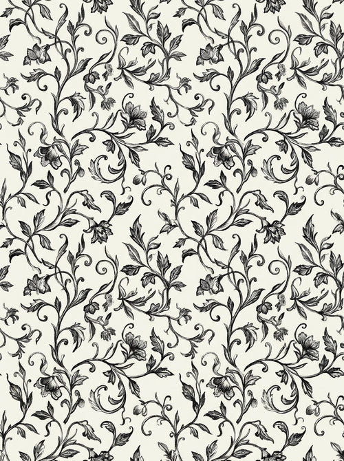 Black-and-white Vine Botanical Mural design