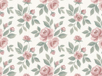 Green And Pink Rose Floral Mural design