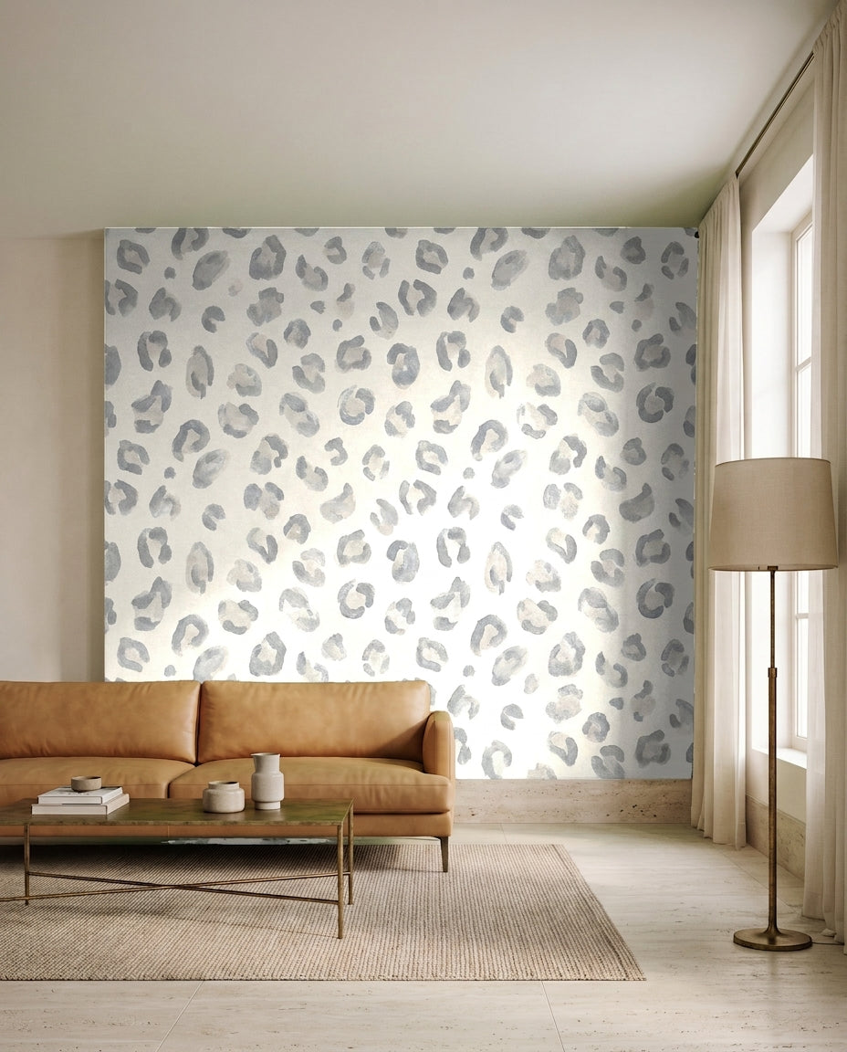 Grey Cheetah Animal Mural in an interior