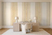Mustard Stripe Mural in a home office