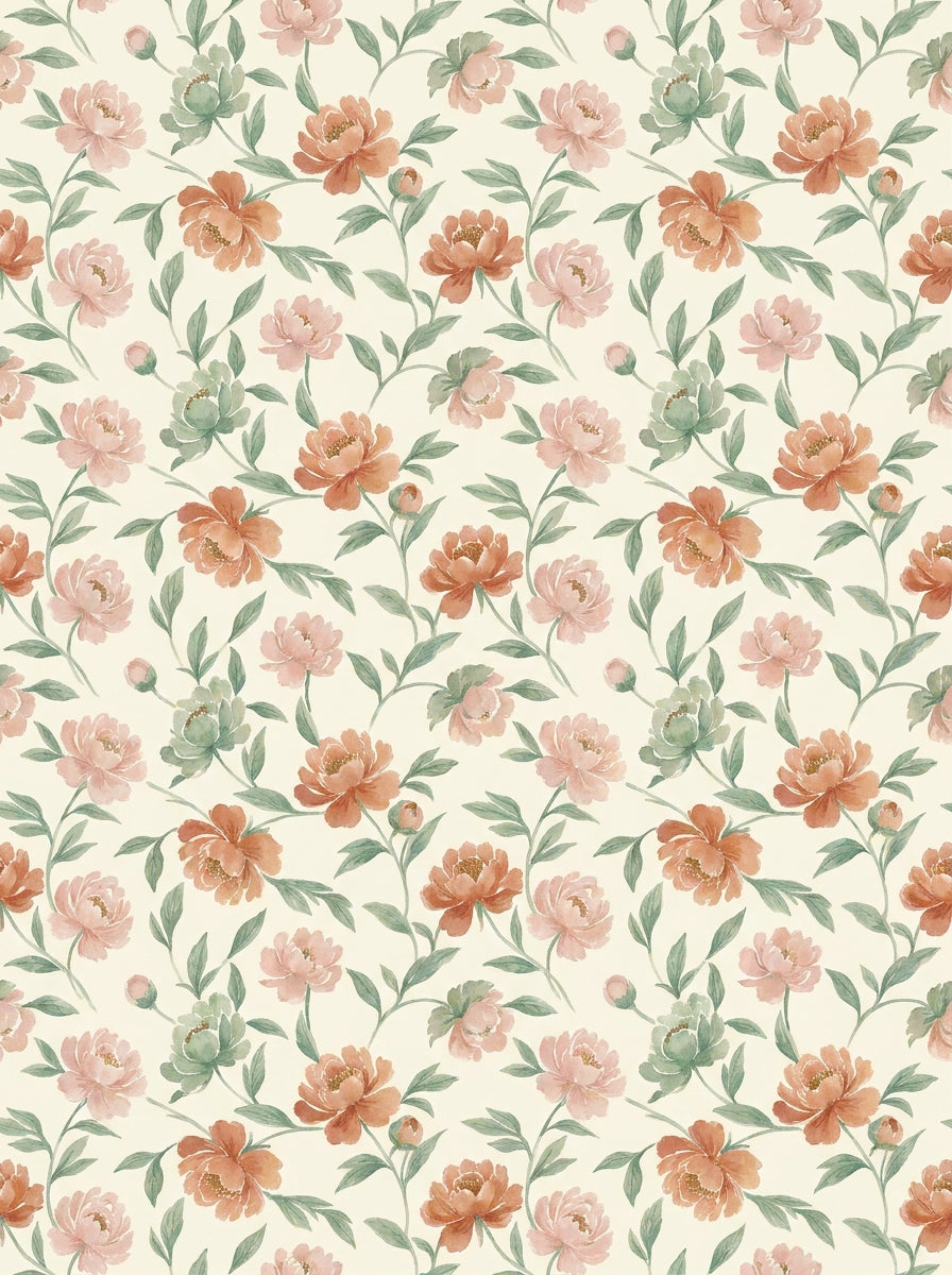 Blush Peony Floral Mural design