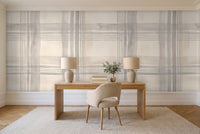 Grey Plaid Mural in a home office
