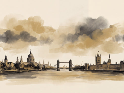 Black And Gold London Cityscape Mural design