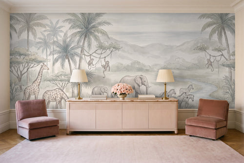 Sage Jungle Animals Landscape Mural