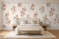 Clay Eucalyptus Botanical Mural in a bedroom