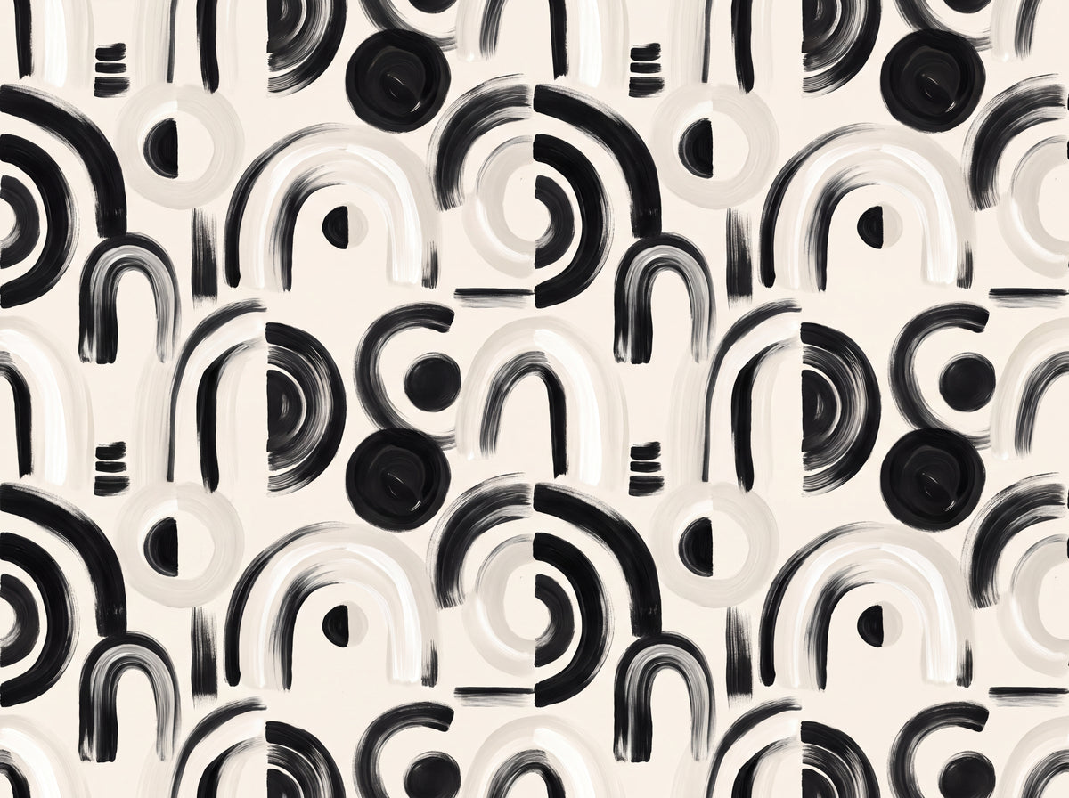 Black And White Arch Geometric Mural design