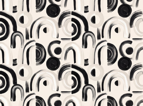 Black And White Arch Geometric Mural sample on the real paper