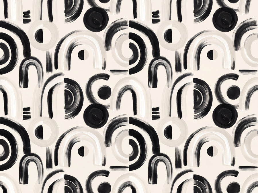 Black And White Arch Geometric Mural
