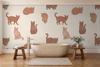 Clay Cat Animal Mural in a bathroom