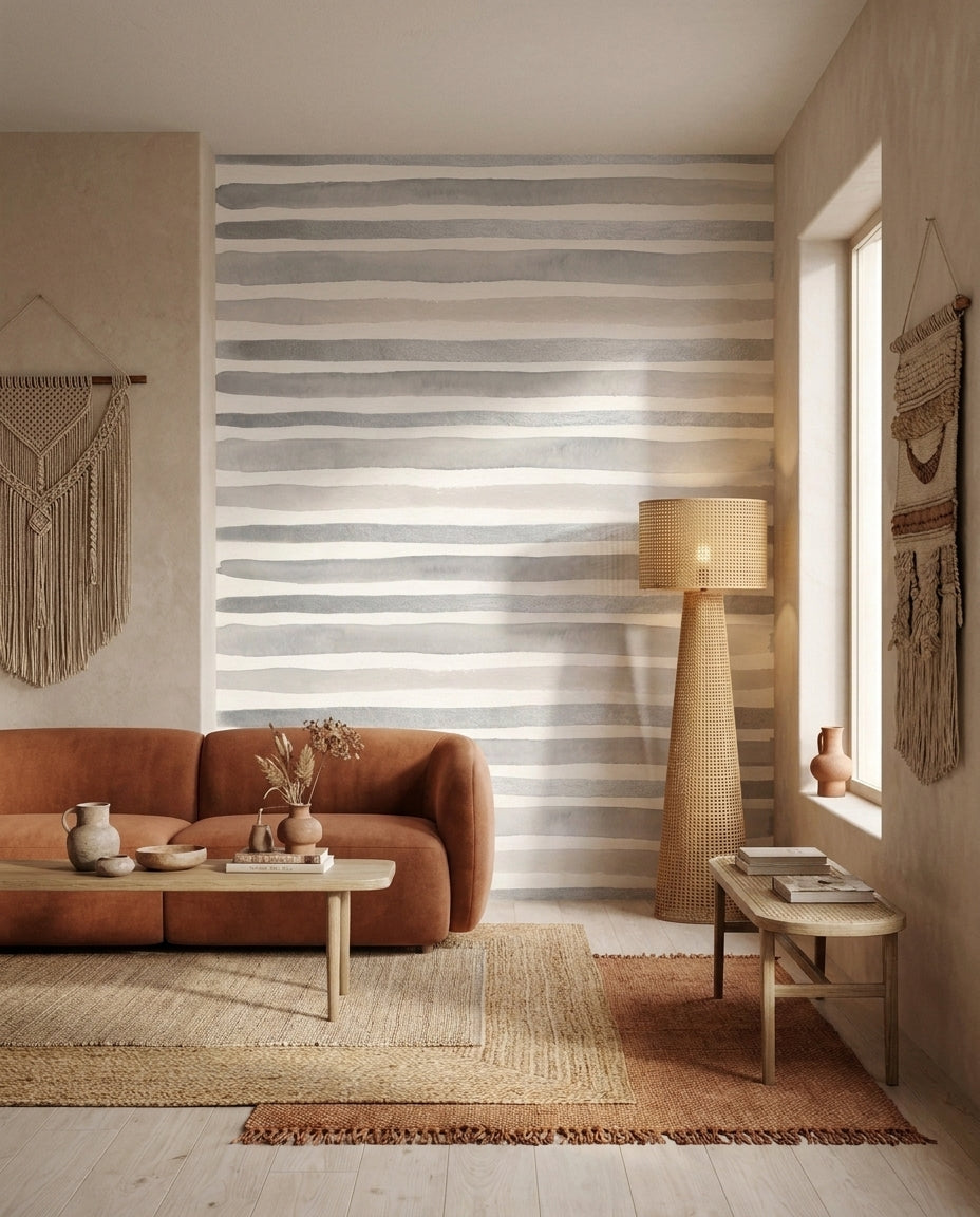 Grey Stripe Stripe Mural in an interior