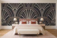 Black Art Deco Mural in a bedroom