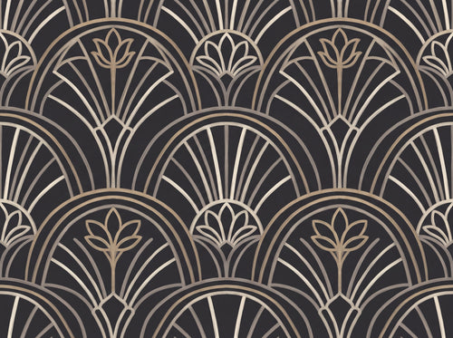 Black Art Deco Mural sample on the real paper