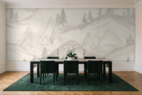 White Mountain Landscape Mural in a dining room