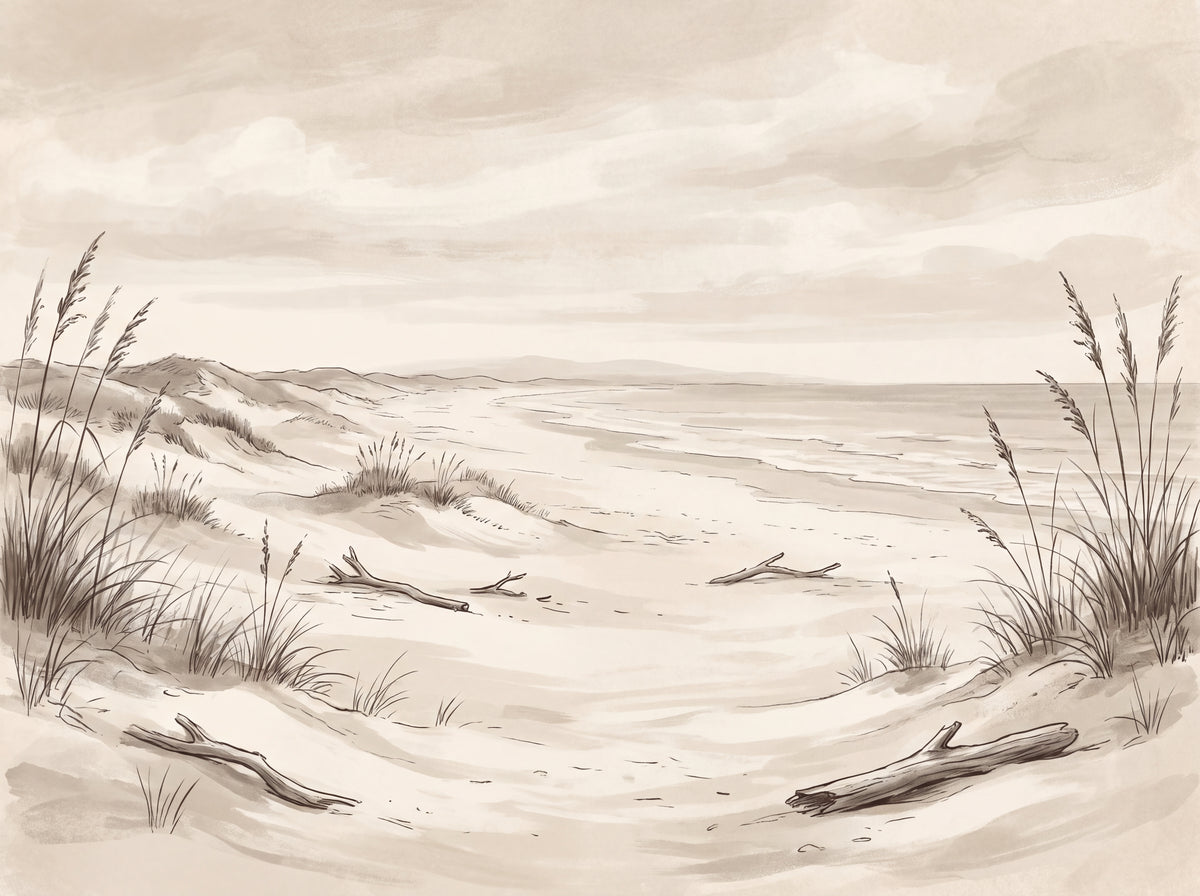 Beige Beach Landscape Mural design