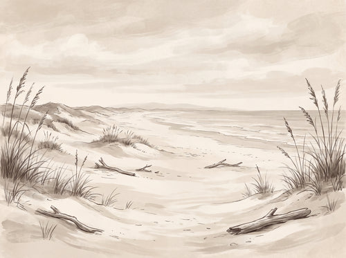 Beige Beach Landscape Mural design