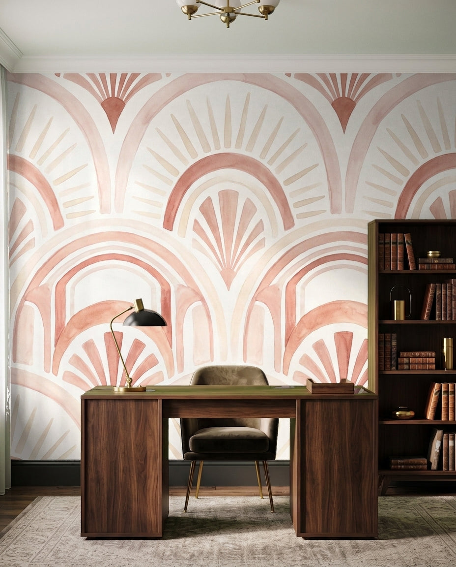 Blush Art Deco Mural on a feature wall