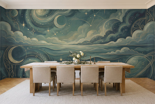 Teal Galaxy Celestial Mural