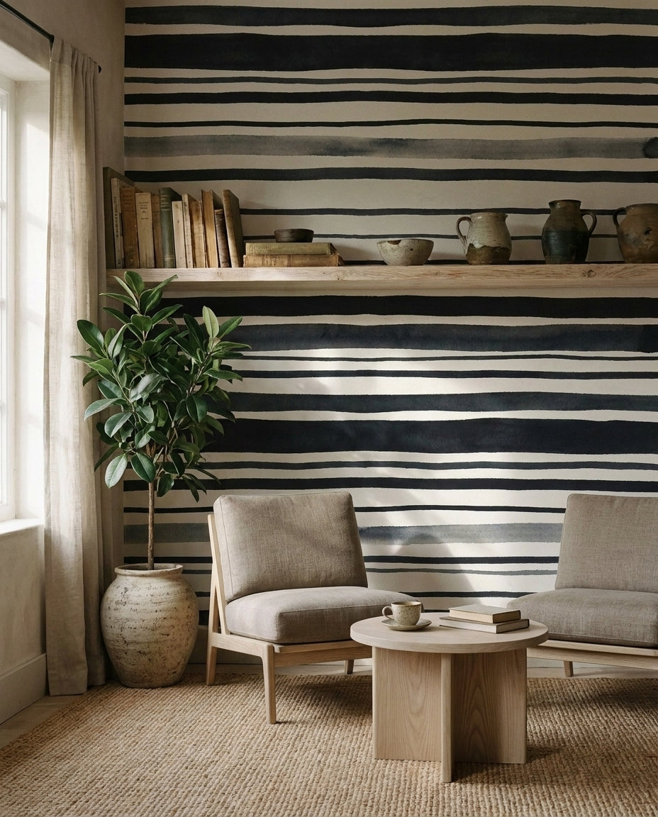 Black Stripe Stripe Mural in an interior