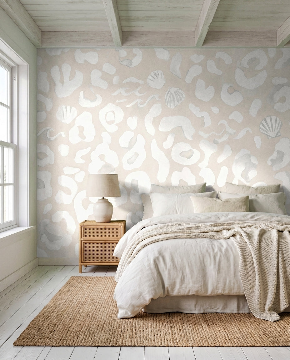 White Cheetah Animal Mural in an interior
