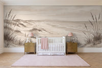 Beige Beach Landscape Mural in a nursery