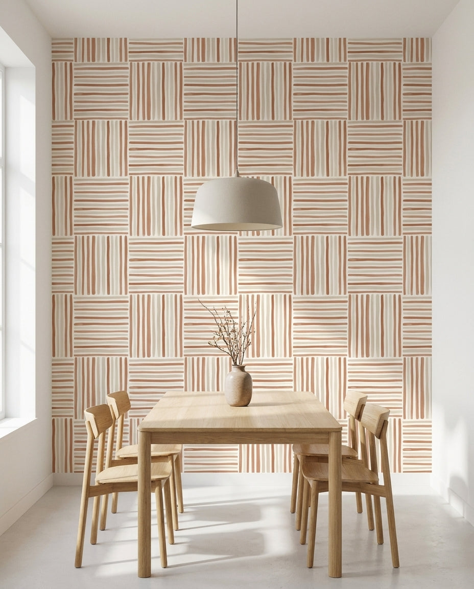 Clay Stripe Stripe Mural on a feature wall