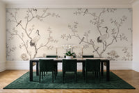 Cream Chinoiserie Garden Chinoiserie Mural in a dining room