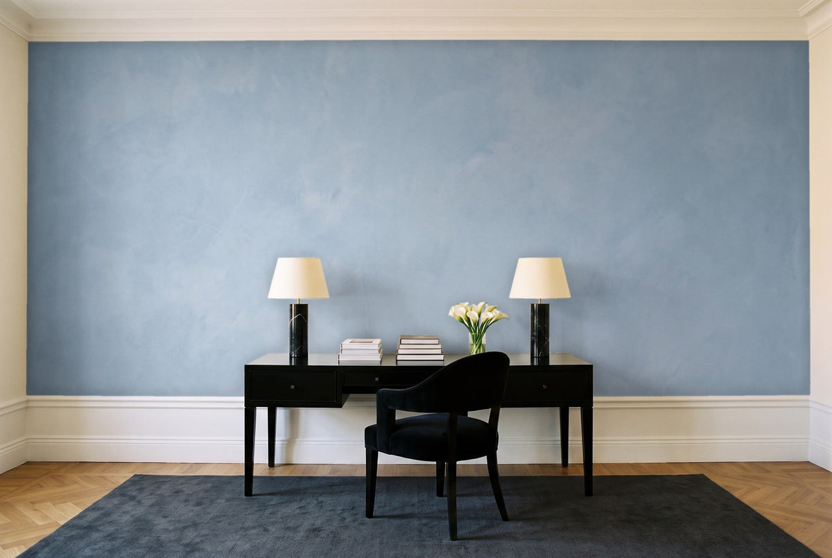 Light Blue Plaster Texture Mural in a home office
